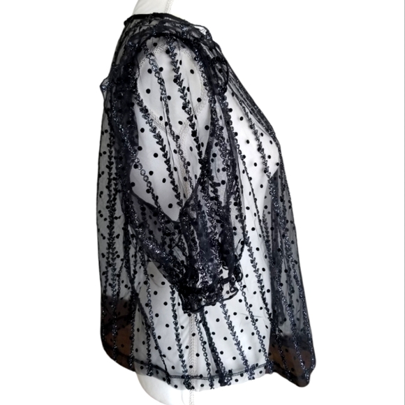 Shein Black Sheer Embroidered Women's Top - Picture 2 of 5
